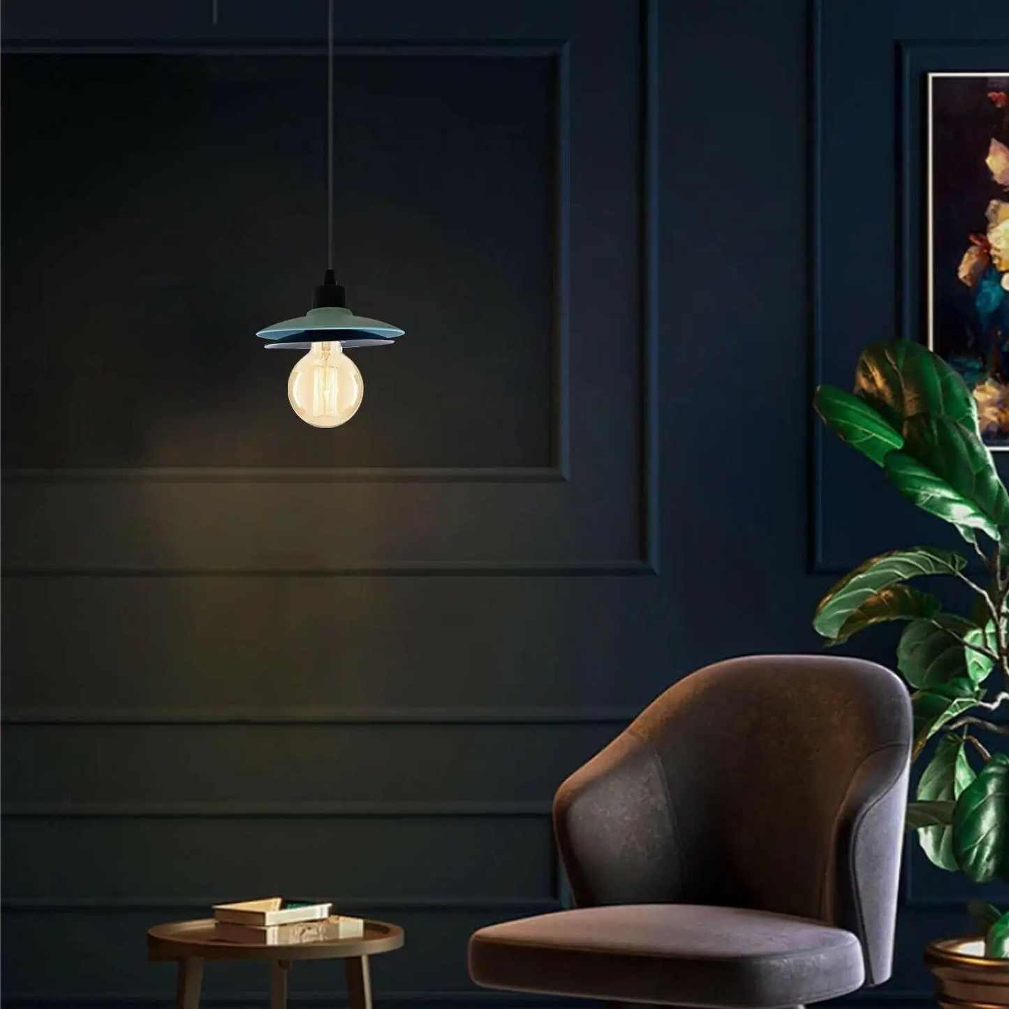 Two-Layer Pendant Light | Black & Blue E27 Modern Shade~1430 by All Mart Bristol Ltd