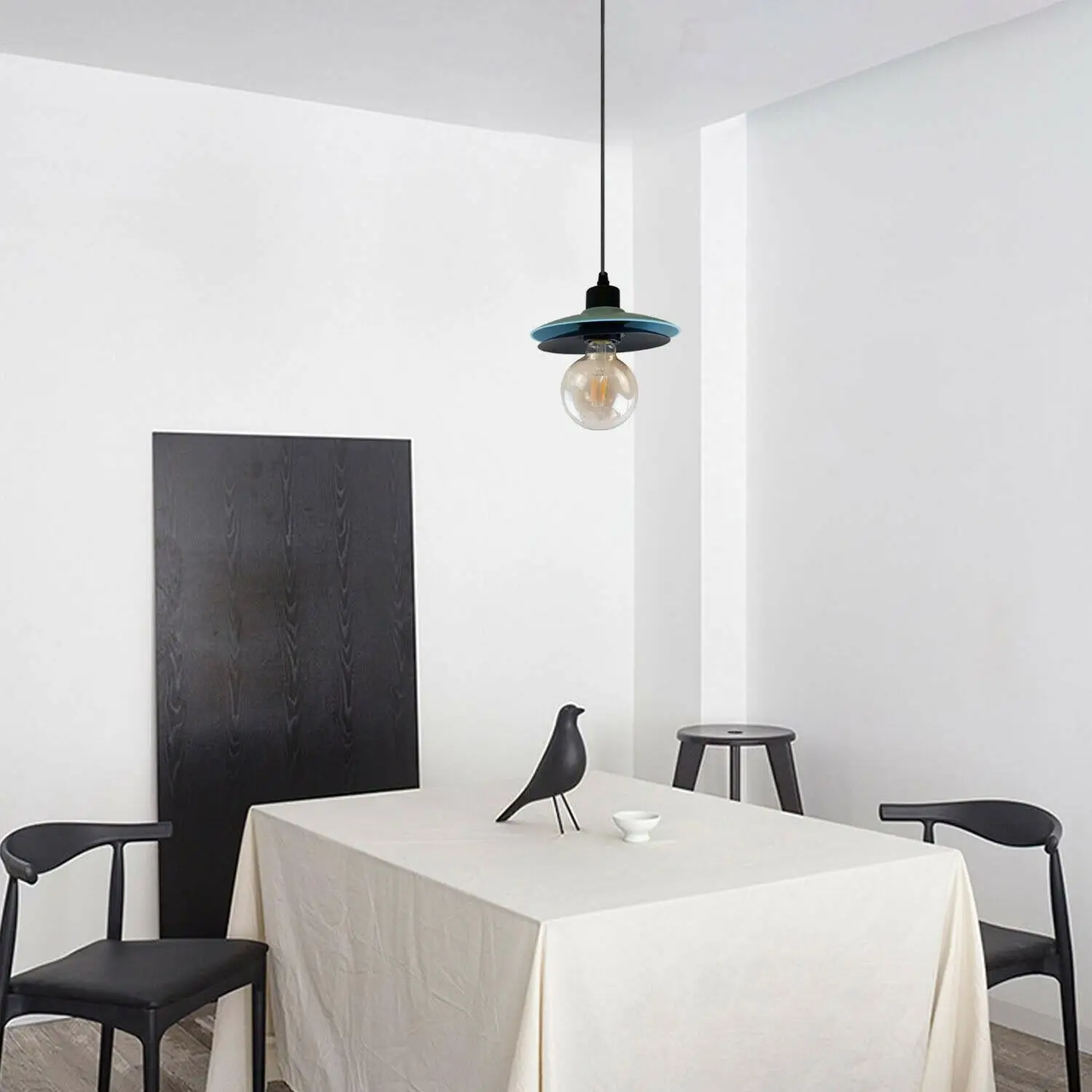 Two-Layer Pendant Light | Black & Blue E27 Modern Shade~1430 by All Mart Bristol Ltd