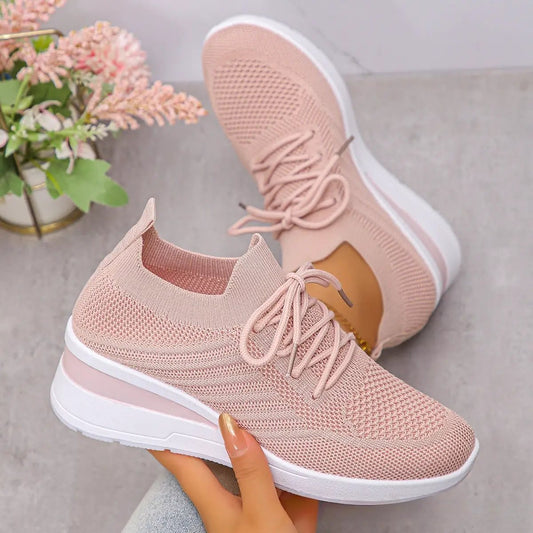 Knitted Breathable Multi-colored Slip-on Casual All-match Flyknit Sneakers by Dropshipman