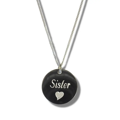Sister Disc Necklace & Heart Symbol by Aye Do Gifts