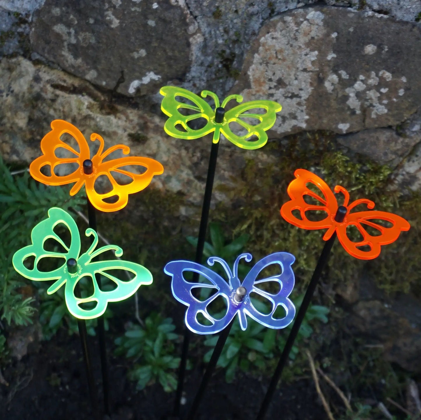 Garden Décor Ornaments Set of 5 'Comma Butterflies' by Sun Catcher Garden Decor