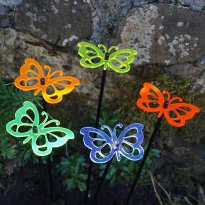 Garden Décor Ornaments Set of 5 'Comma Butterflies' by Sun Catcher Garden Decor
