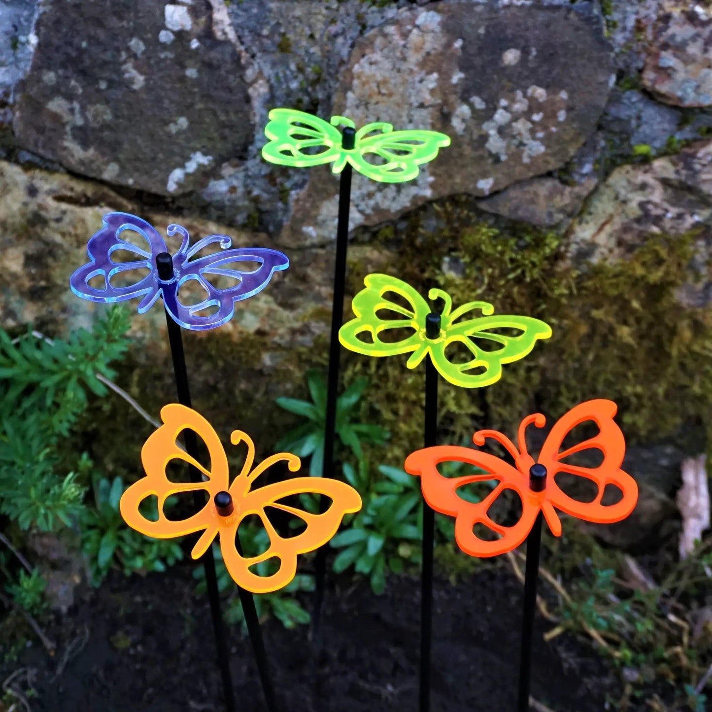 Garden Décor Ornaments Set of 5 'Comma Butterflies' by Sun Catcher Garden Decor