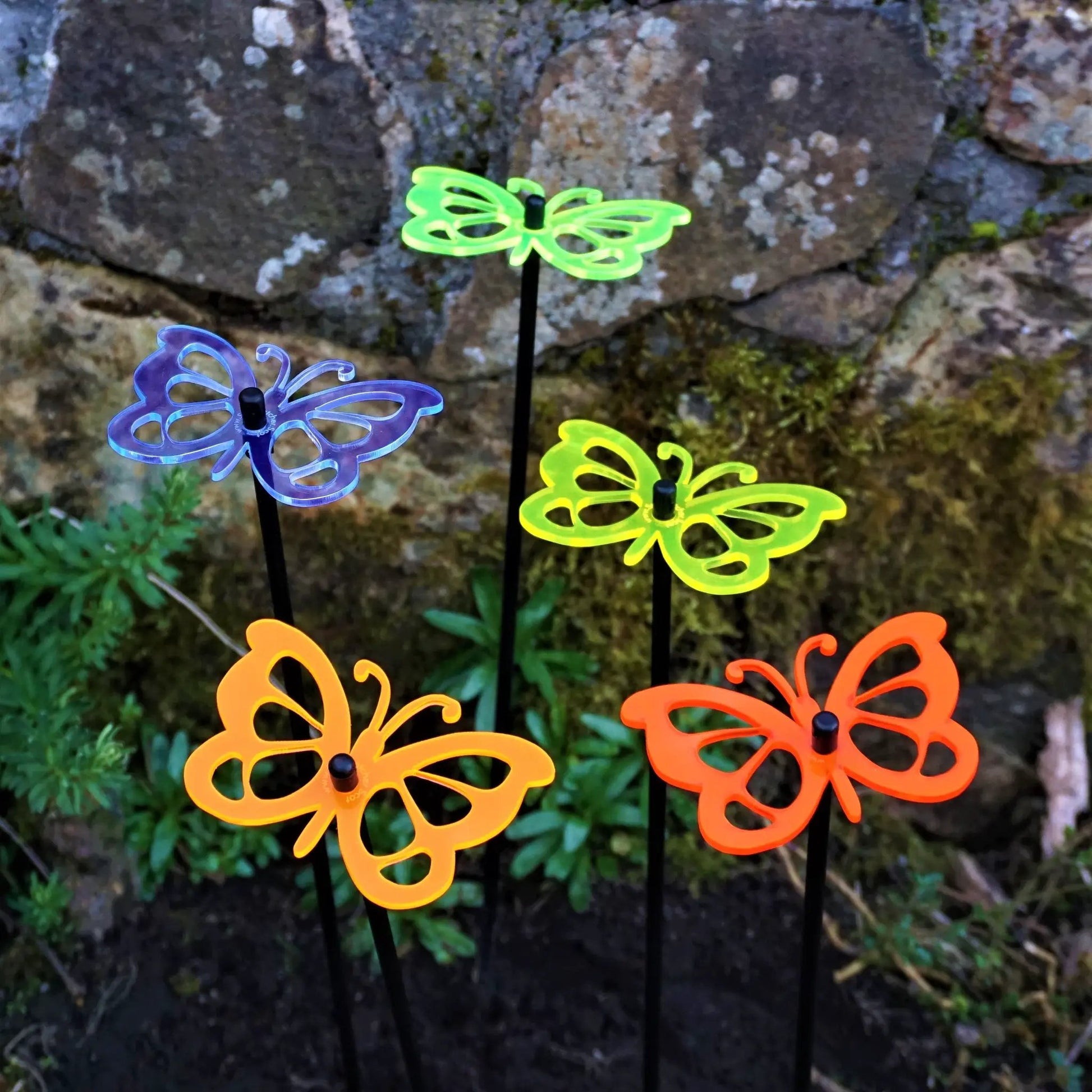 Garden Décor Ornaments Set of 5 'Comma Butterflies' by Sun Catcher Garden Decor
