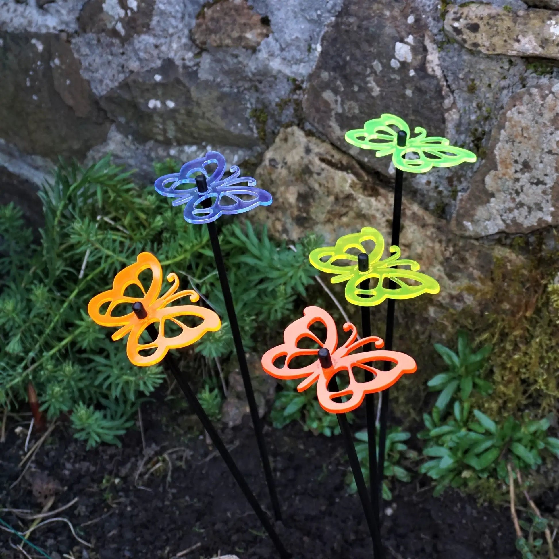Garden Décor Ornaments Set of 5 'Comma Butterflies' by Sun Catcher Garden Decor