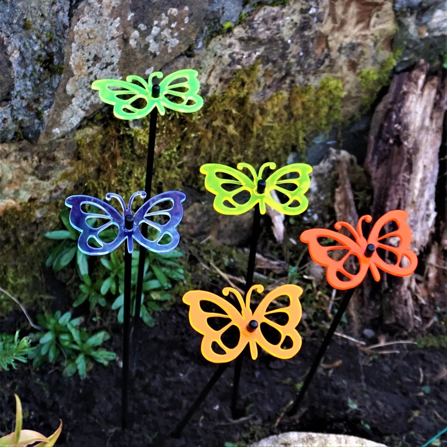 Garden Décor Ornaments Set of 5 'Comma Butterflies' by Sun Catcher Garden Decor