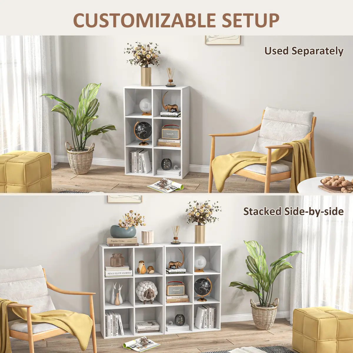 Storage Cabinet Bookcase 6 Cube Organiser Shelves White by Unbranded