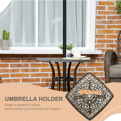Outsunny 54 x 54cm Aluminium Outdoor Garden Side Table w/ Umbrella Hole, Bronze by Outsunny