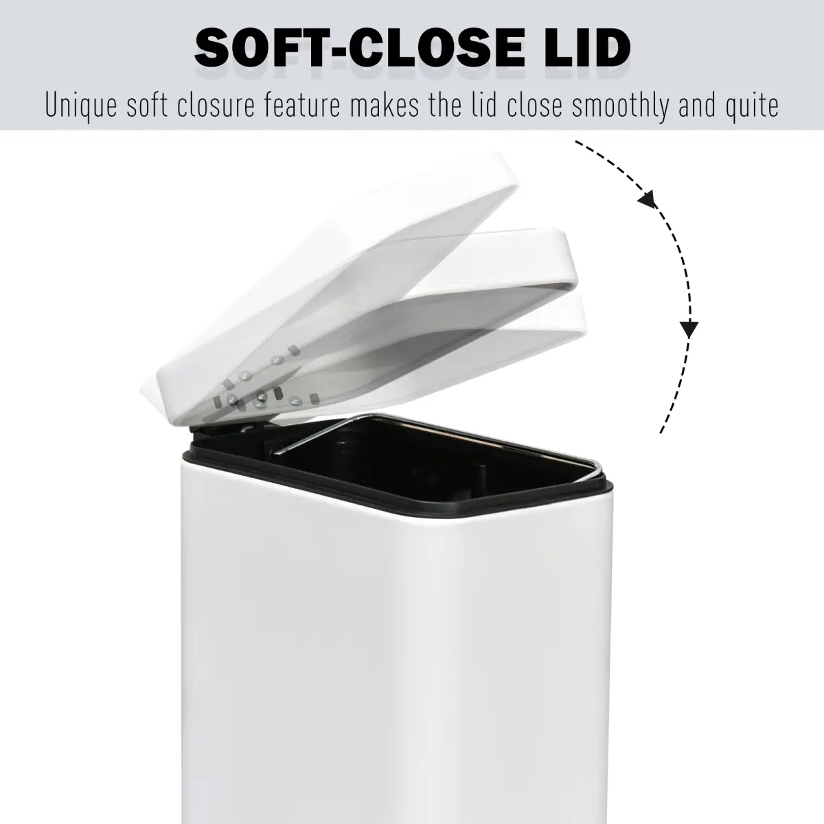 5L Rectangular Steel Pedal Bin White by HOMCOM