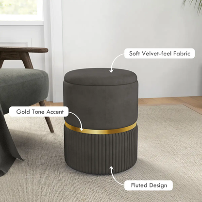 HOMCOM Round Pouffe, Storage Footstool with Cushioned Top, Hidden Space by HOMCOM