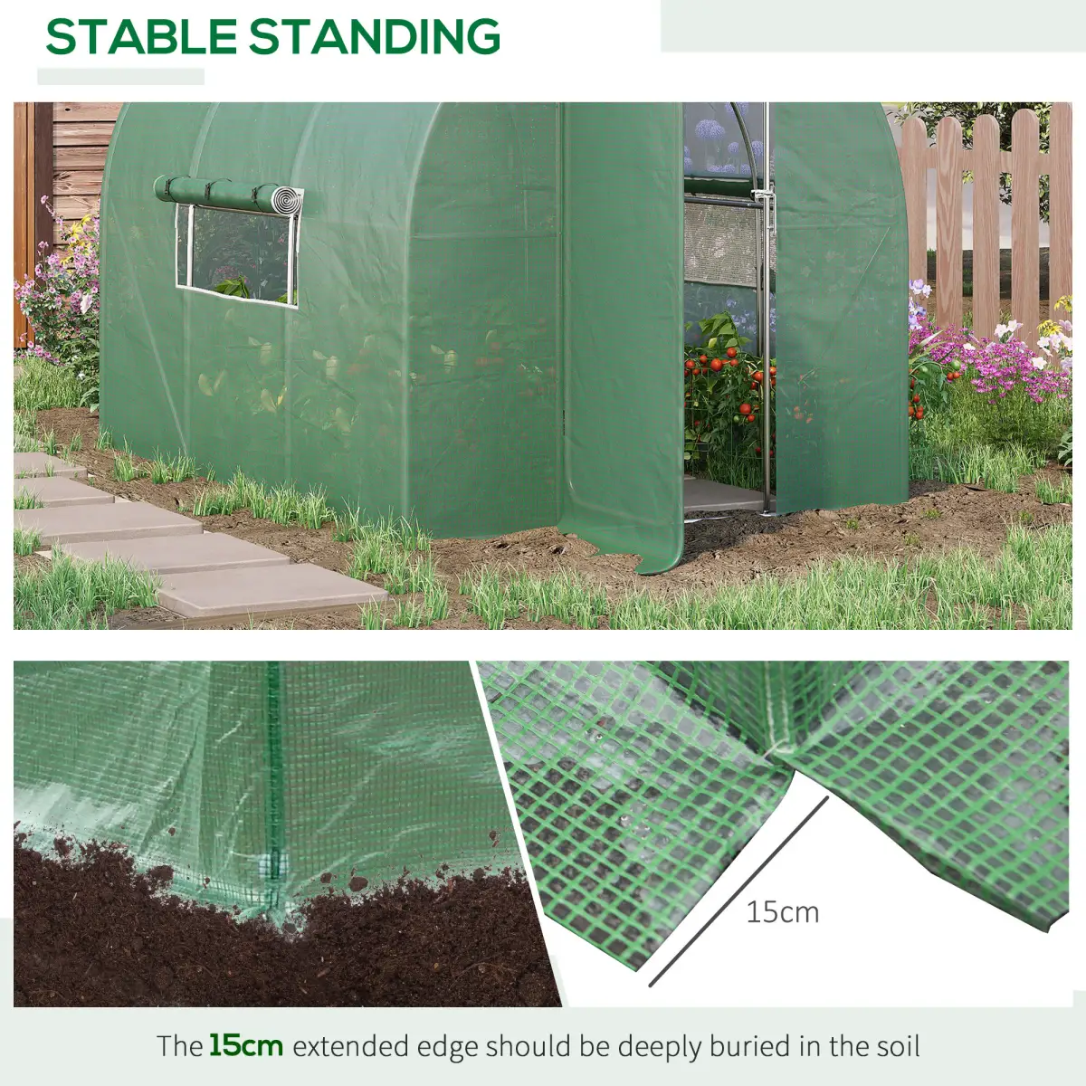 Outsunny 3 x 2M Reinforced Walk-in Polytunnel Garden Greenhouse Steel Frame by Outsunny