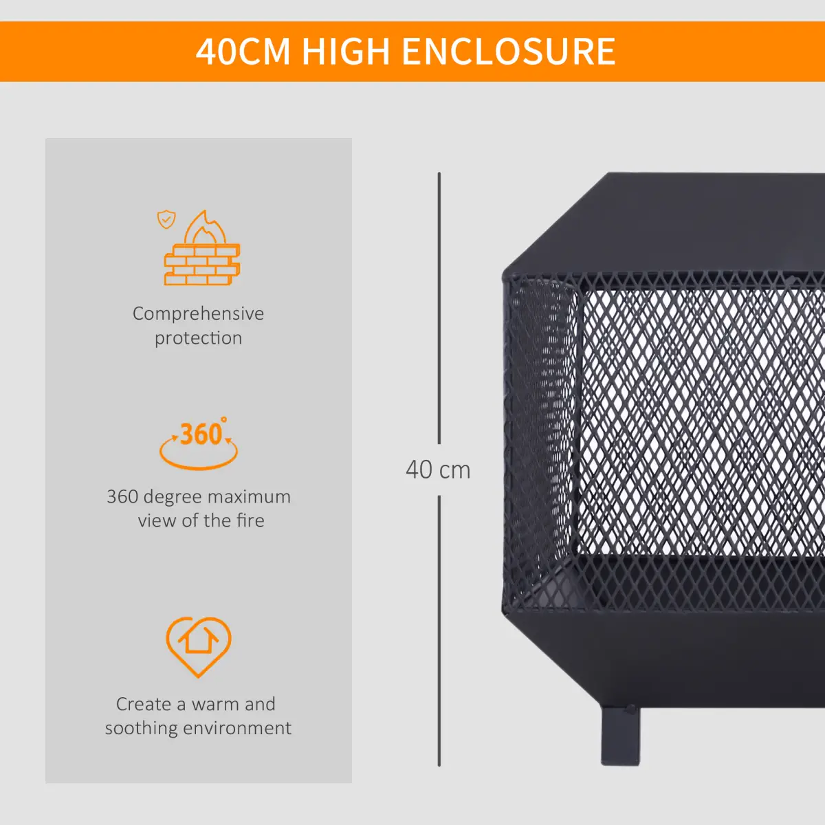 Outsunny Fire Pit, Square Shape, Steel-Black by HOMCOM