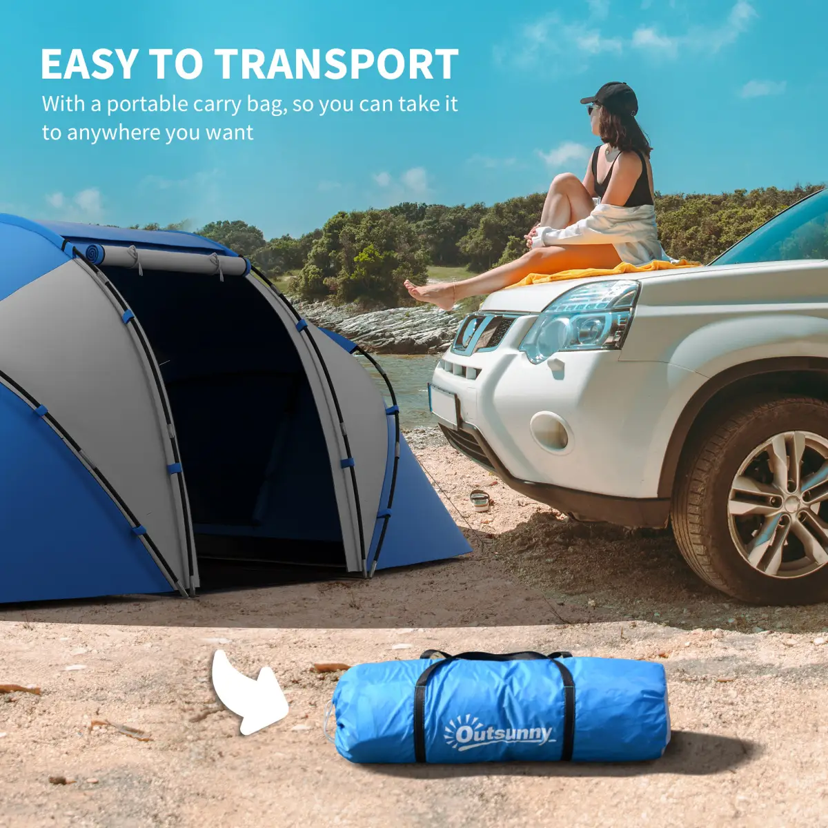 4-6 Persons Camping Tent Dome Family Travel Group Hiking Room Fishing Outsunny by Unbranded