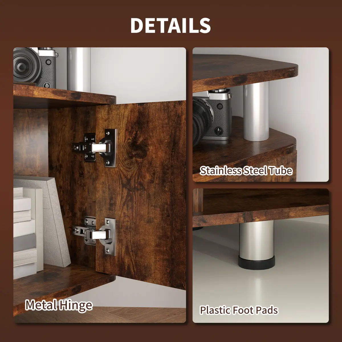 HOMCOM TV Unit Cabinet with Storage Shelves Entertainment Center Rustic Brown by HOMCOM