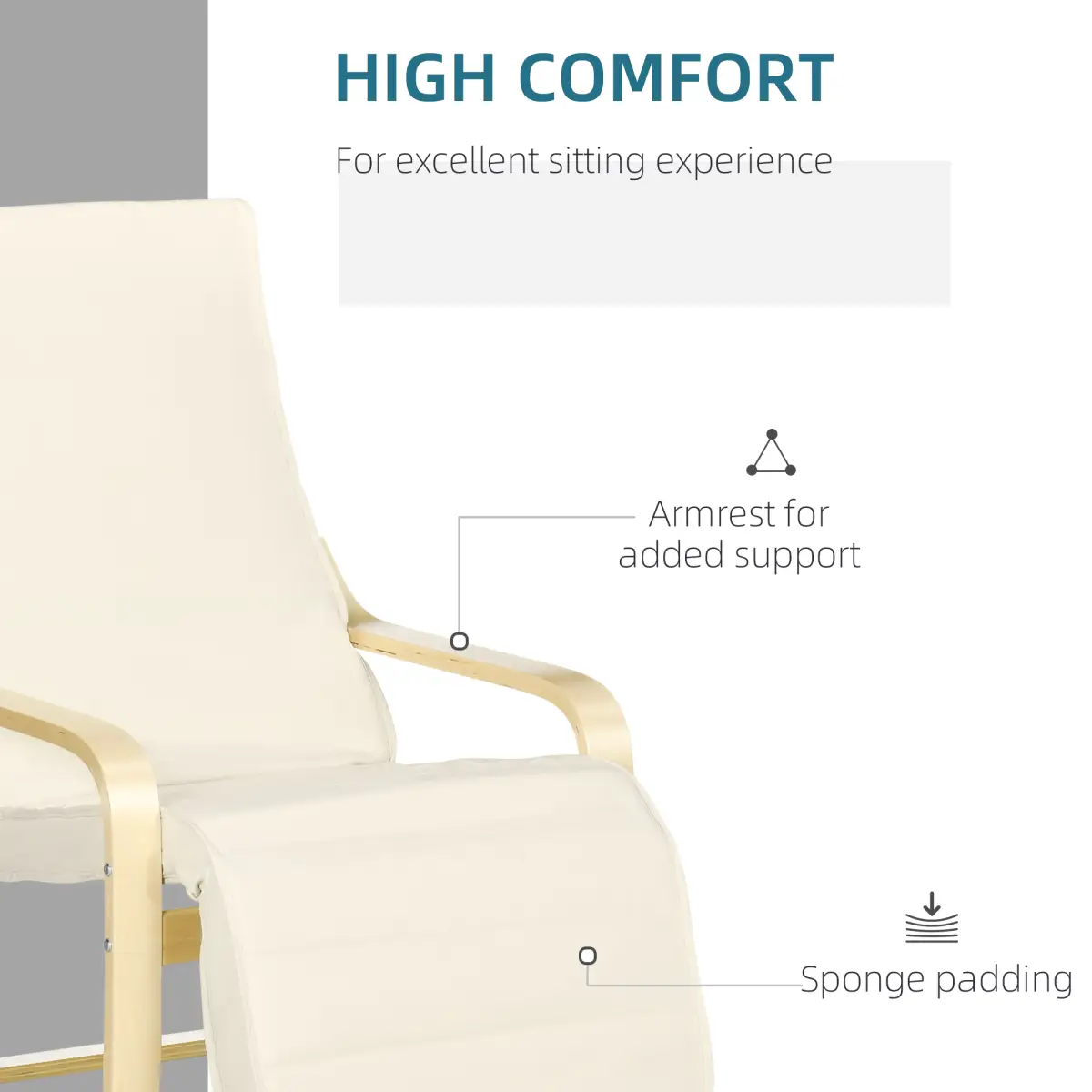 Lounge Chair Recliner Adjustable Footrest Home Cream White by HOMCOM