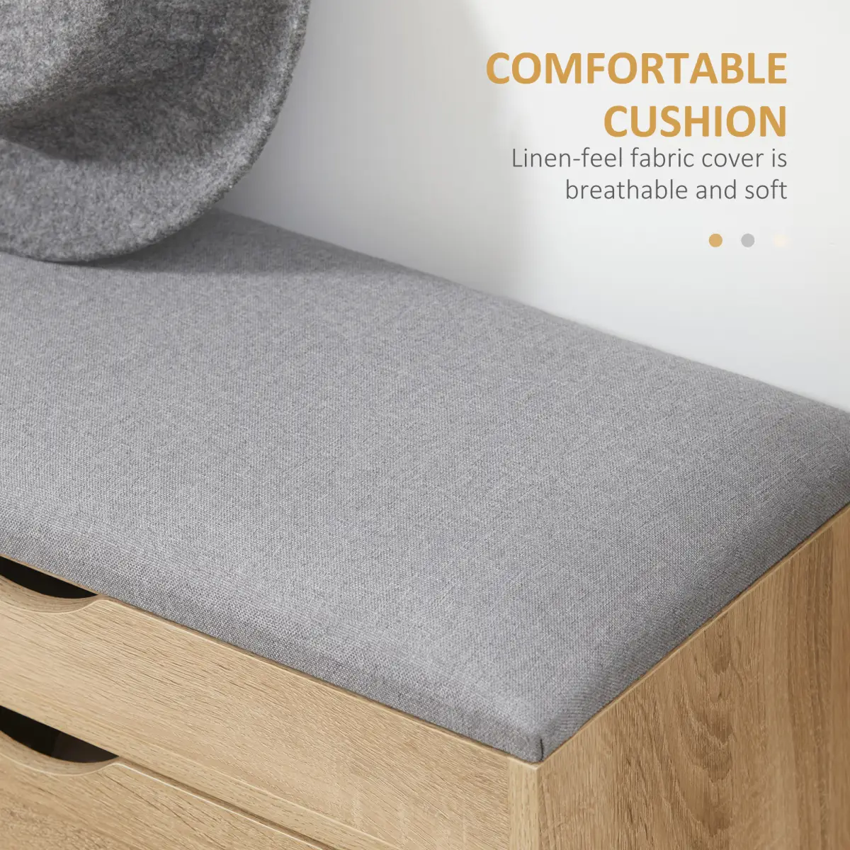 HOMCOM Entryway Shoe Bench with Cushion Storage Cabinet for Living Room Natural by HOMCOM