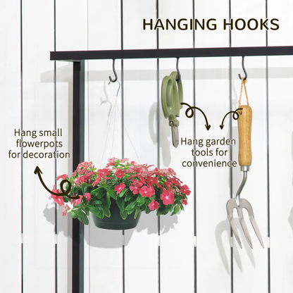 3 Tiered Plant Stand Rack with Hanging Hooks for Indoor Outdoor Decoration by Outsunny