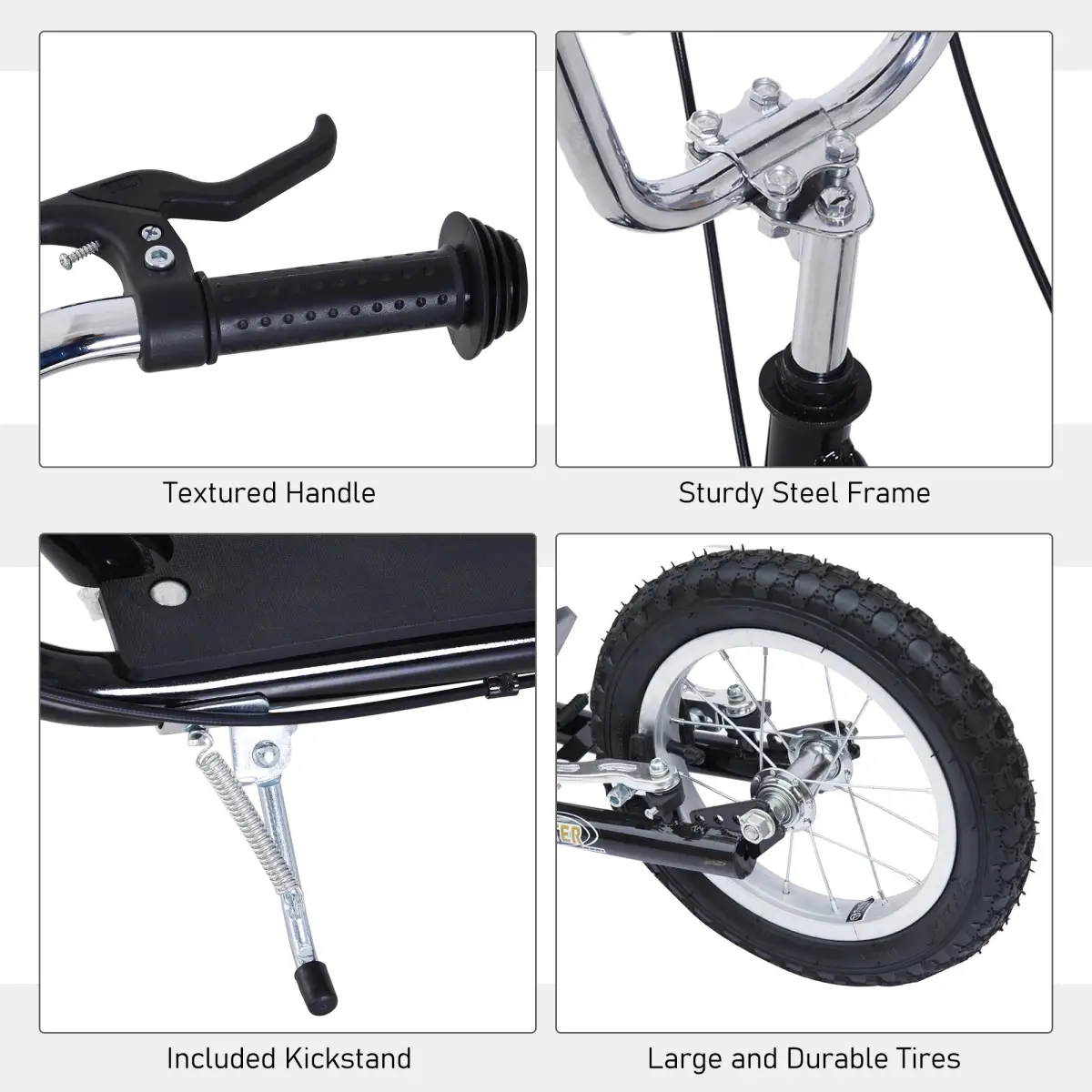 HOMCOM Teen Scooter Adjustable Height Dual Brakes Rubber Wheels Kickstand, by Unbranded