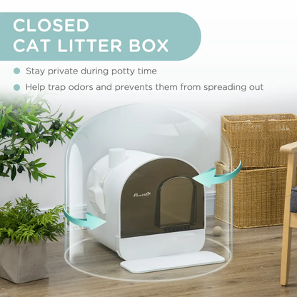Hooded Cat Litter Tray Kitten Toilet w/ Scoop, Filter, Flap Door 43 x 44 x 47cm by PawHut
