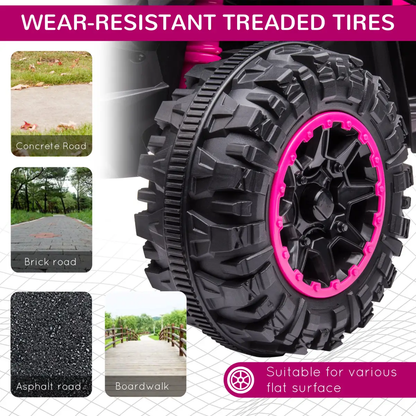 HOMCOM 12V Electric Quad Bikes for Kids Ride On Car ATV Toy for 3-5 Years Pink by Unbranded