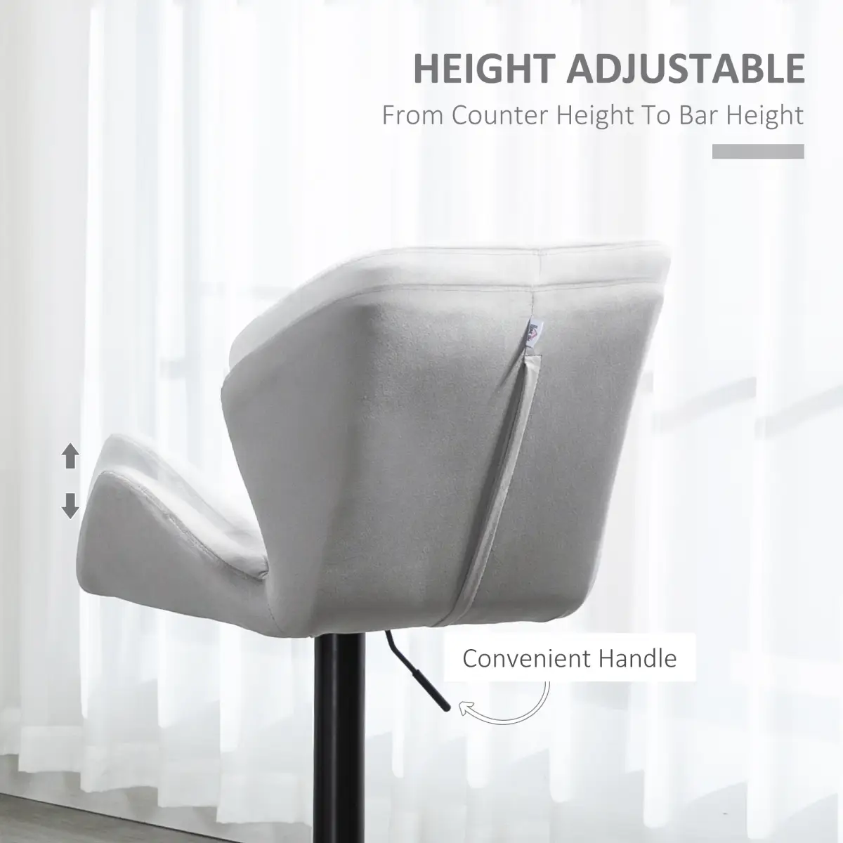 Set Of 2 Luxurious Velvet-Touch Bar Stools w/ Metal Frame Footrest Base Grey by HOMCOM
