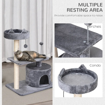 81cm Cat Tree Scratching Post Tower for Kitten Large Cats Activity Centre House by Pawhut