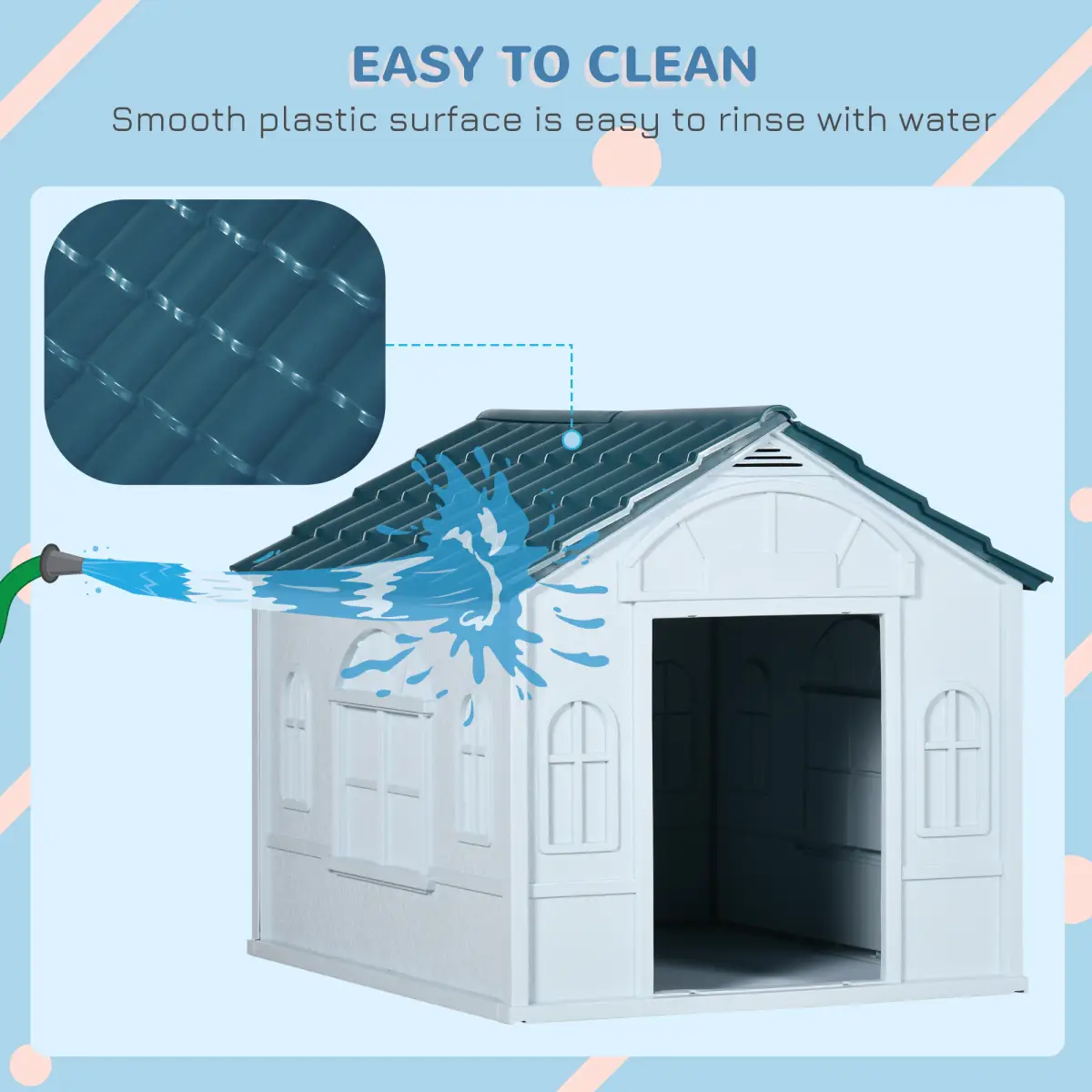 PawHut Weather-Resistant Dog House, Puppy Shelter for Medium Dogs - Blue by PawHut