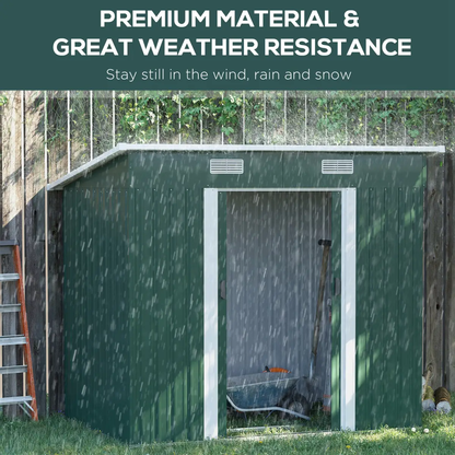 7 x 4ft Outdoor Garden Metal Storage Shed, Green by Outsunny