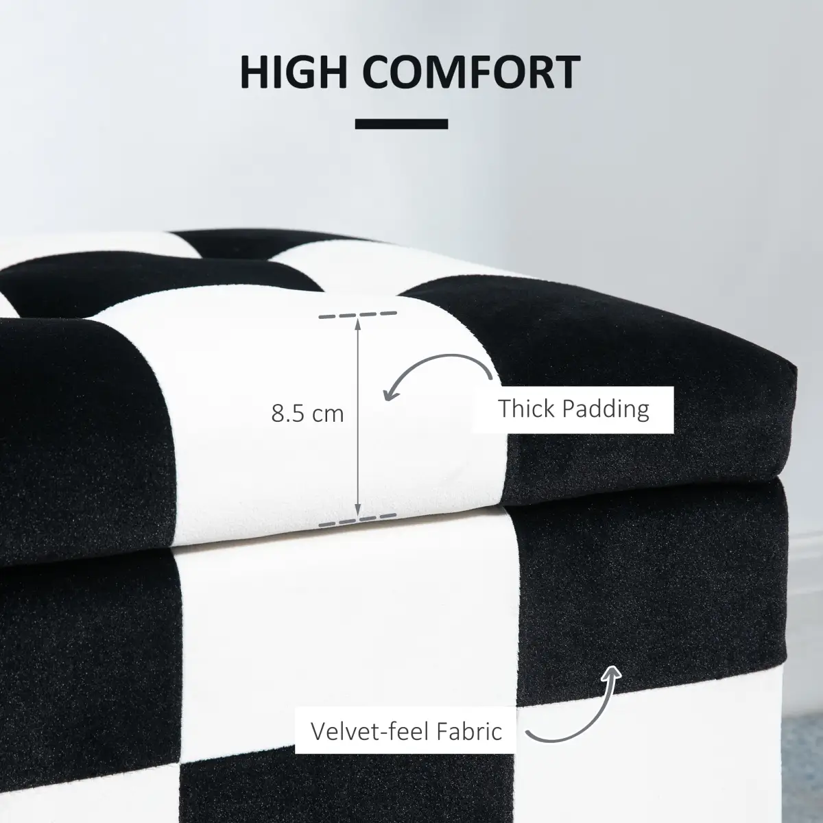 114 x 47 x 47cm Velvet Storage Ottoman, Button-tufted Footstool Box by HOMCOM