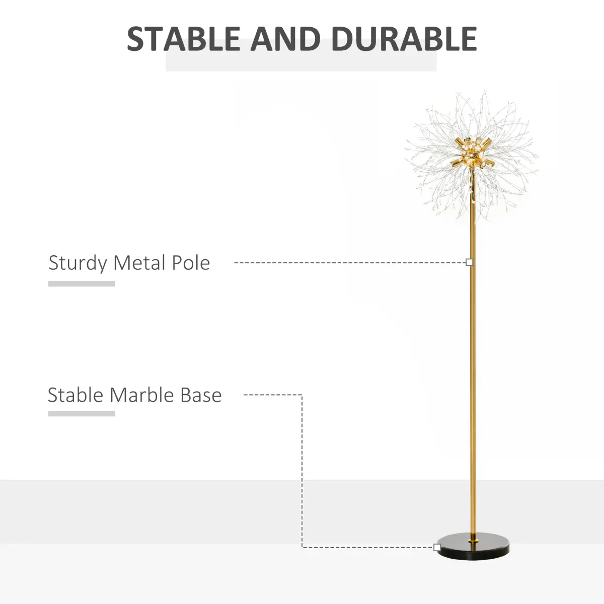 HOMCOM Modern Floor Lamp with Dandelion-like Lampshade for Bedroom by HOMCOM