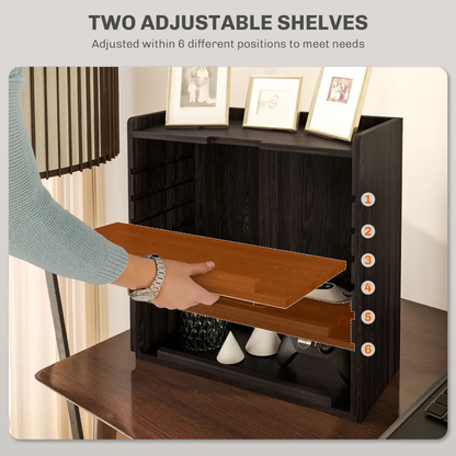 HOMCOM 4-Tier Desktop Organiser with Cable Management for Stationery Dark Brown by HOMCOM