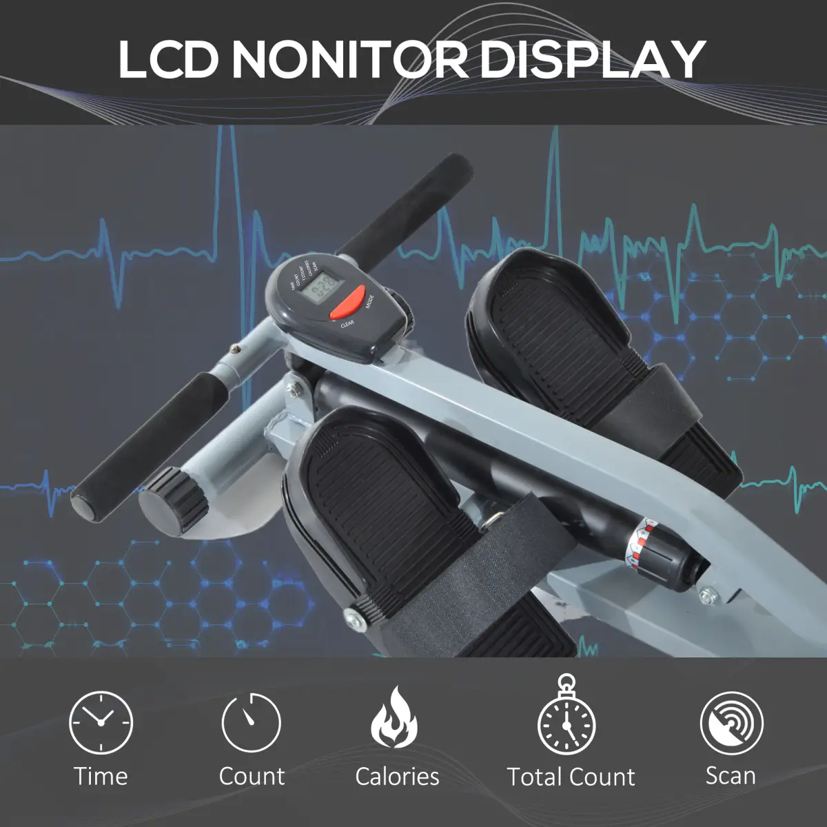 12 Level Fitness Rowing Machine Cardio Fitness Workout and Gym Training HOMCOM by Unbranded