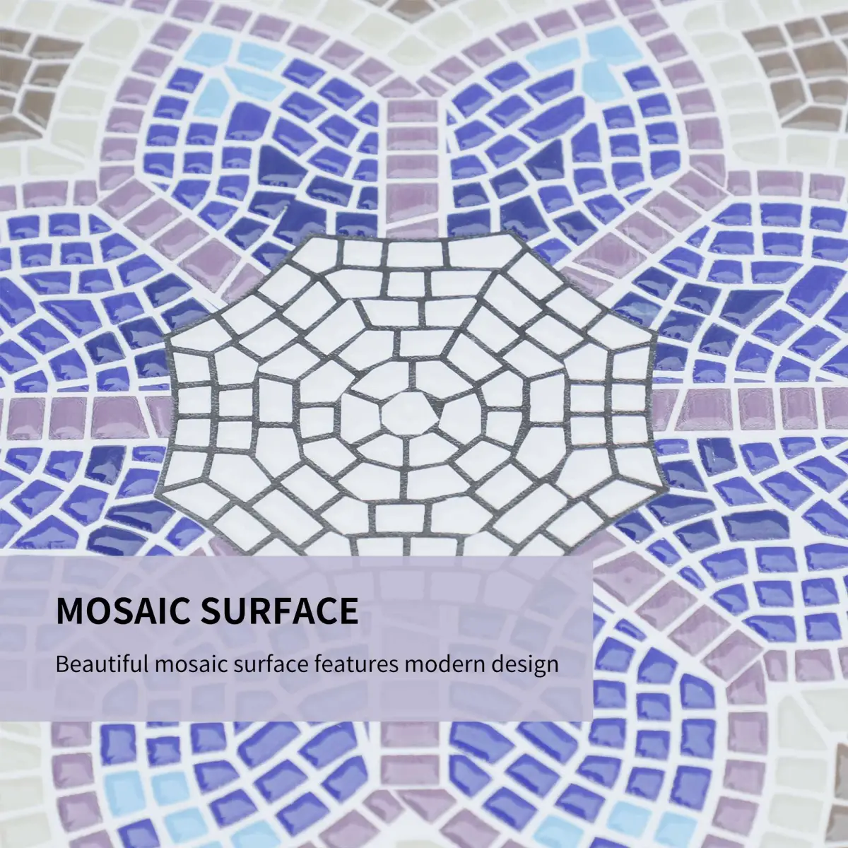 Outsunny Garden Table, Mosaic Round Patio Side Table with 60cm Ceramic Top by Outsunny