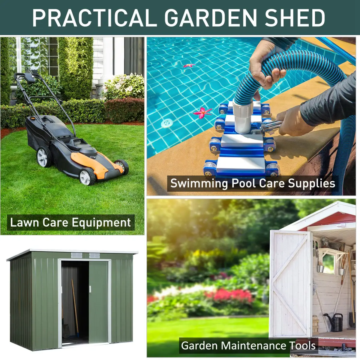 Garden Storage Shed Sloped Roof Outdoor Equipment Tool Storage 213x130x173cm by Outsunny