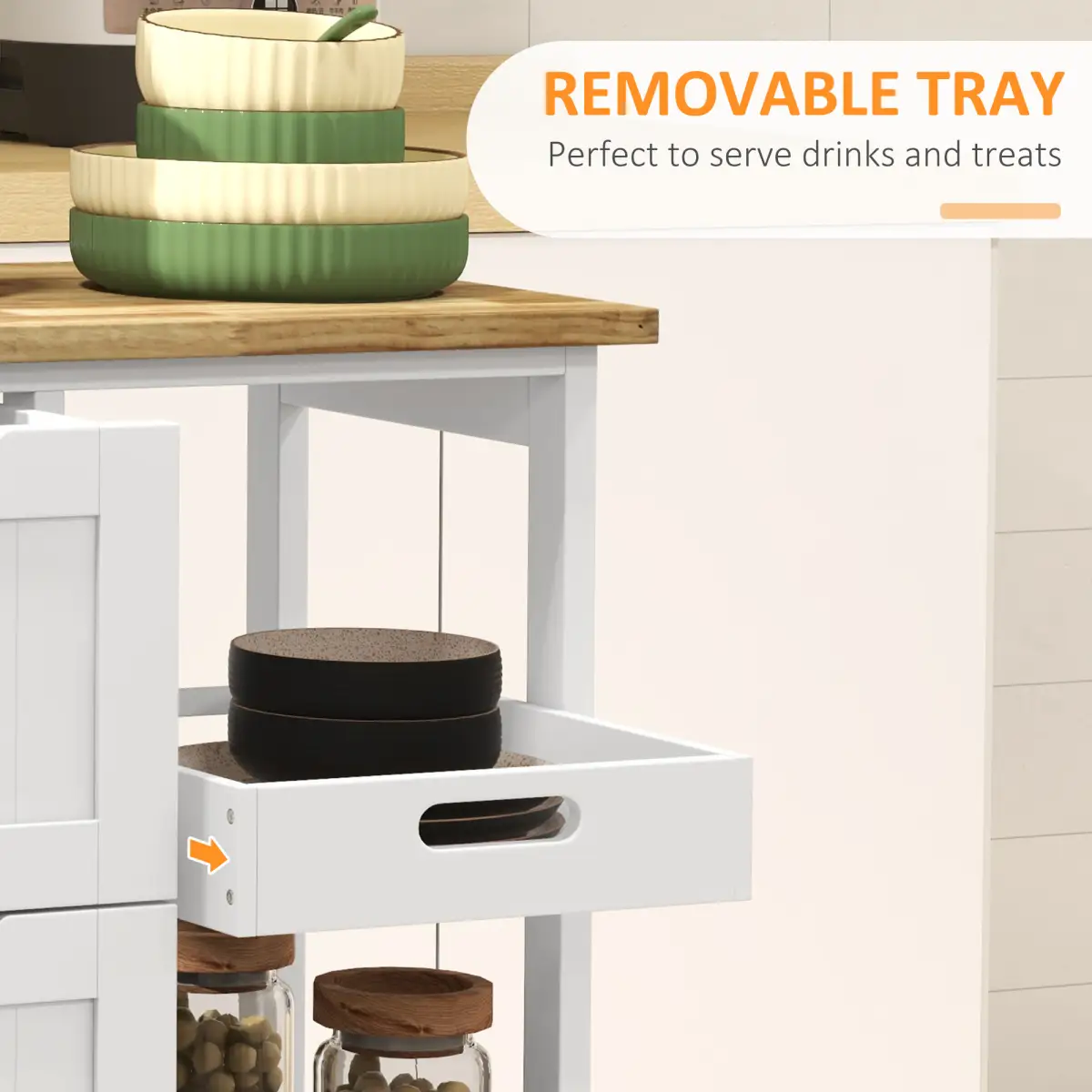 HOMCOM Rolling Kitchen Island Cart, Bar Serving Cart, Compact Trolley White by HOMCOM