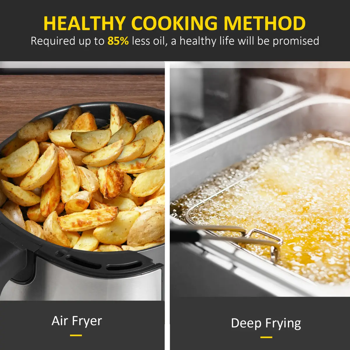 Air Fryer 1700W 6.5L with Digital Display Timer for Low Fat Cooking HOMCOM by Unbranded