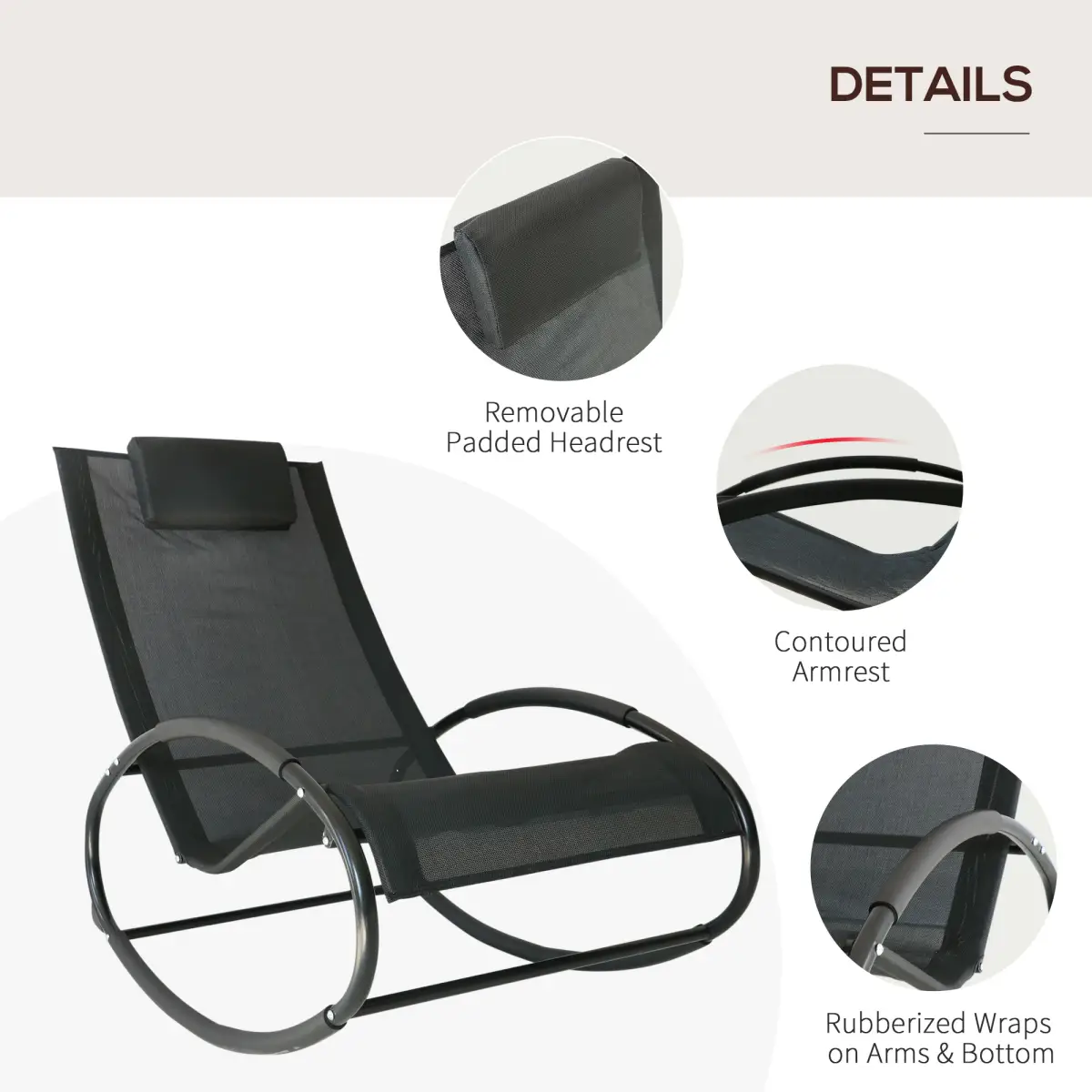 Outsunny Orbital Zero Gravity Rocking Chair, 88H cm by Outsunny