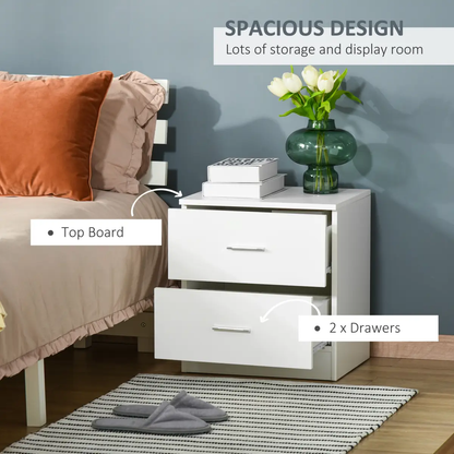 Bedside Table w/ 2 Drawers, Nightstand, Side Storage Cabinet Unit by HOMCOM