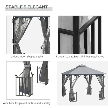 Gazebo Party Tent Canopy Sun Shade for Patio Garden Light Grey 3x3(m) Outsunny by Unbranded
