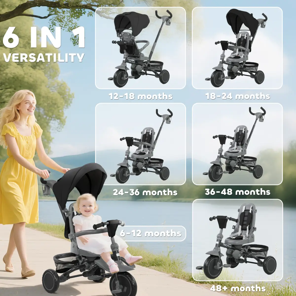 Kids Trike with Adjustable Backrest by N/A