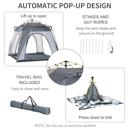 Outsunny Four Man Pop Up Tent Automatic Camping Backpacking Dome Shelter, Green by Outsunny