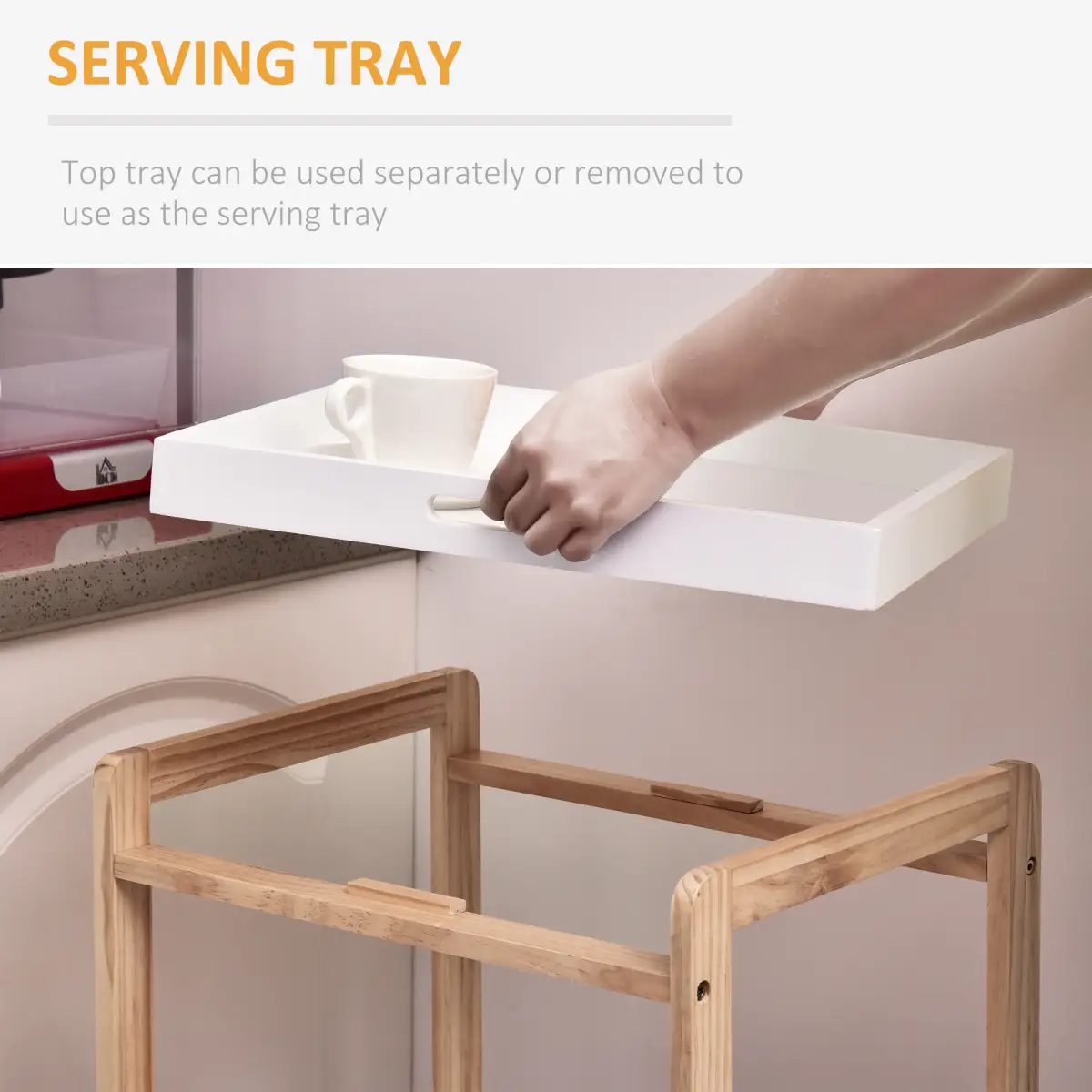 Kitchen Trolley, Bamboo/MDF board, 74.5H cm by HOMCOM