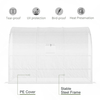 300 x 150 x 213 Plant Greenhouse Garden Nursery w/ Cover Window, White by Outsunny