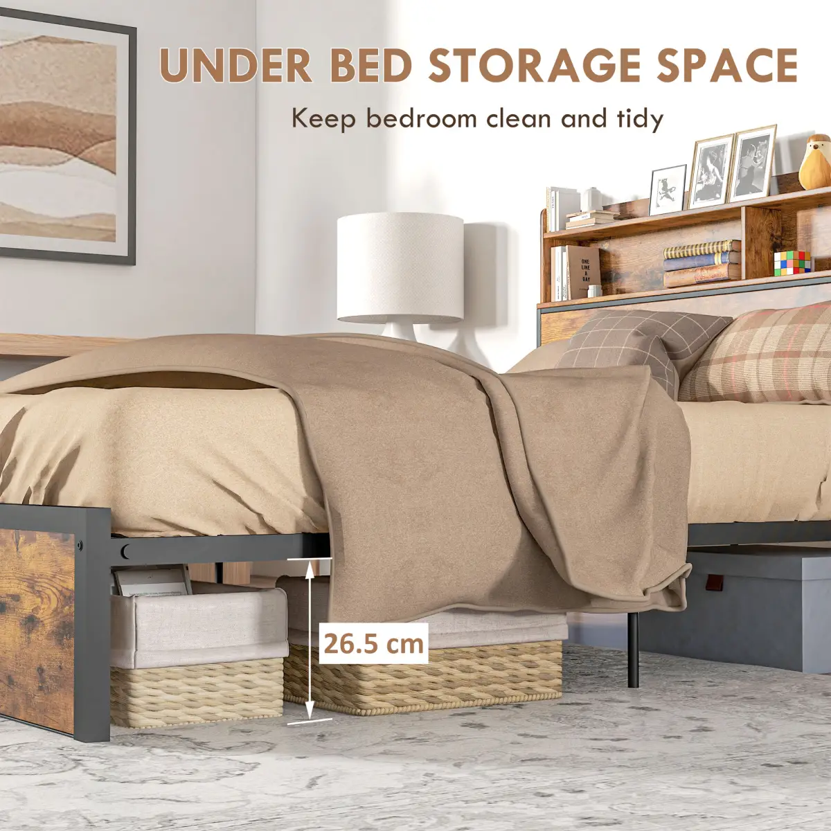 HOMCOM 5.2FT King Bed Frame with Storage Headboard and Under Bed Storage by HOMCOM