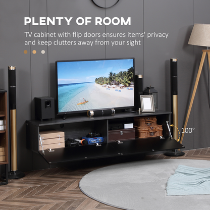 Floating TV Unit Stand, Wall Mount Media Console with Storage Cupboards by Unbranded
