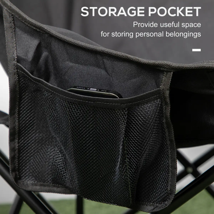 Outsunny Folding Camping Chair with Carrying Bag and Storage Pocket, Black by Outsunny