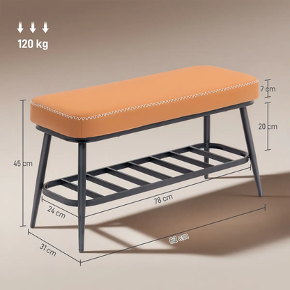 Leather Shoe Storage Bench by N/A