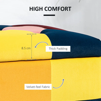 114 x 47 x 47cm Velvet Storage Ottoman, Button-tufted Footstool Box by HOMCOM