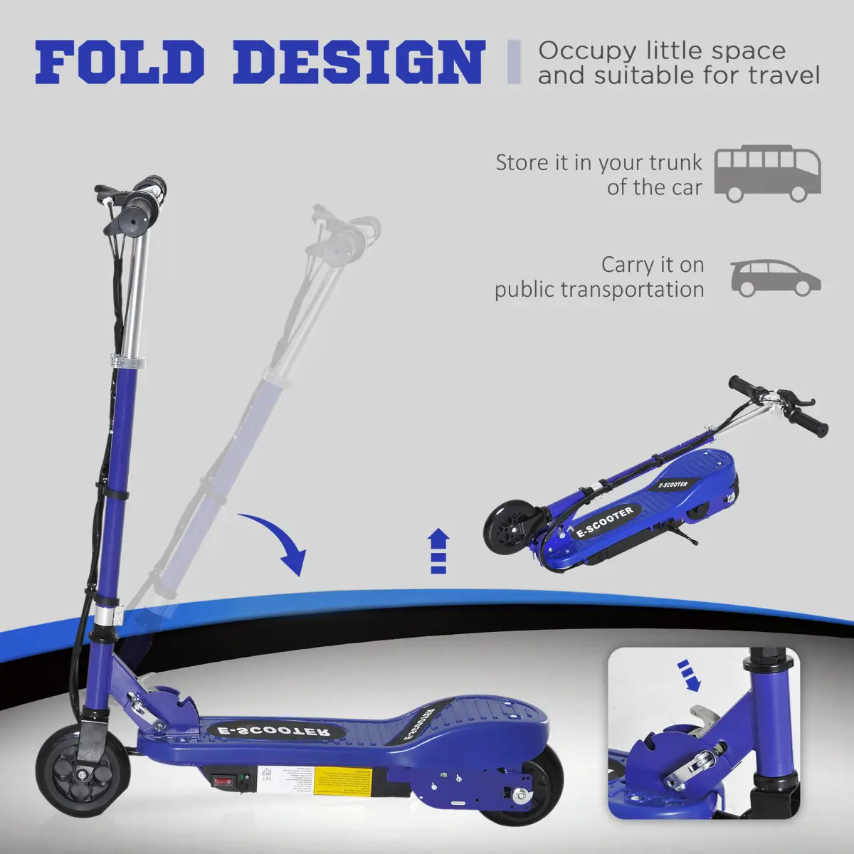 Folding Kids Electric Scooter 7-14 Adjustable Battery Power PU Wheels HOMCOM by Unbranded