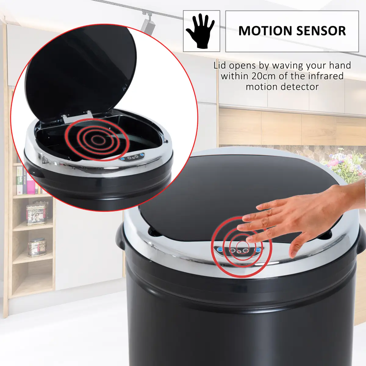 50 L Stainless Steel Sensor Trash Can W/ Bucket-Black by HOMCOM